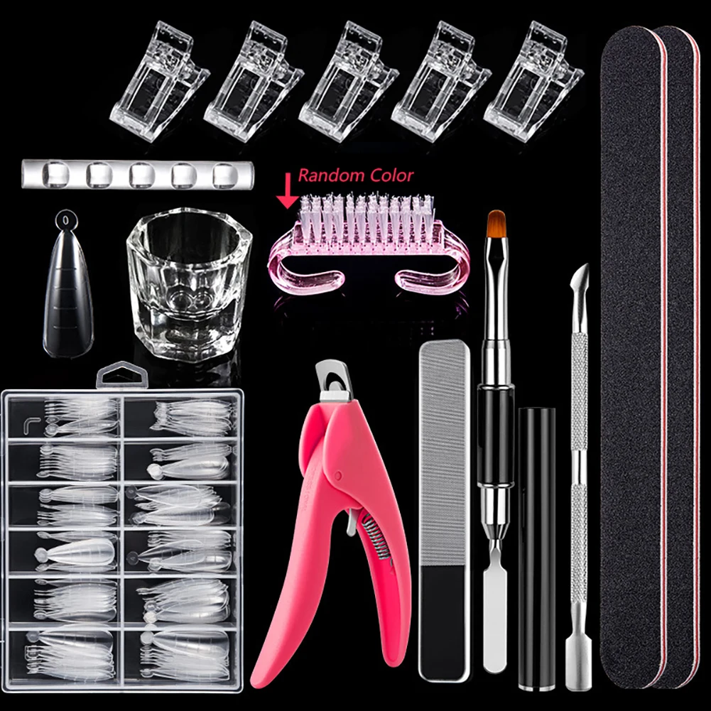 

Acrylic Extension False Nail Tips Sculpted Full Cover Nail Tips Fake Finger UV Gel Polish Quick Building Mold Manicures Tool Set