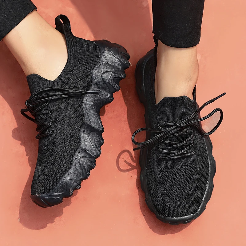 Fashion Women's Sneakers Mesh Breathable Platform Versatile Running Lightweight Lace Up Training Summer Casual Vulcanized Shoes