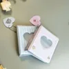 Mini Photo Album 36 Pockets, 3 Inch Kpop Photocard Holder Book Small Photocard Binder, Love Heart Hollowed Out Shape, Blue Pink 3