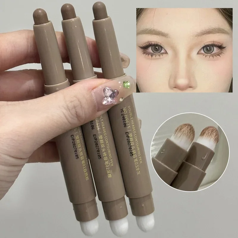 Nose Shadow Bronzers Contouring Makeup Pen Natural Grey Brown Three-dimensional Face Matte Shadow Stick Cream Contour With Brush