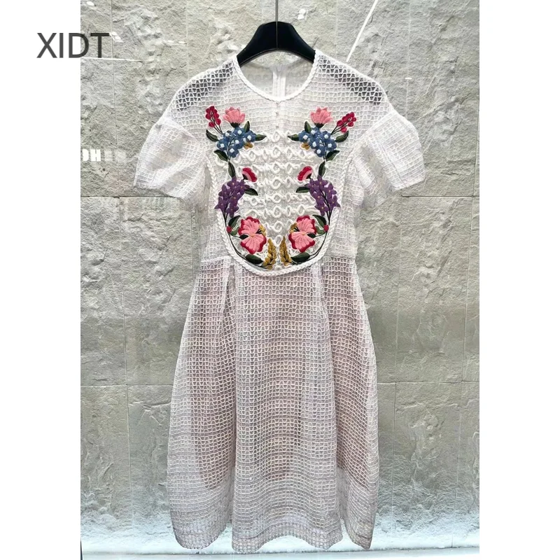 

Новинка весна-лето 2024 женское облегающее кружевное платье с вышивкой