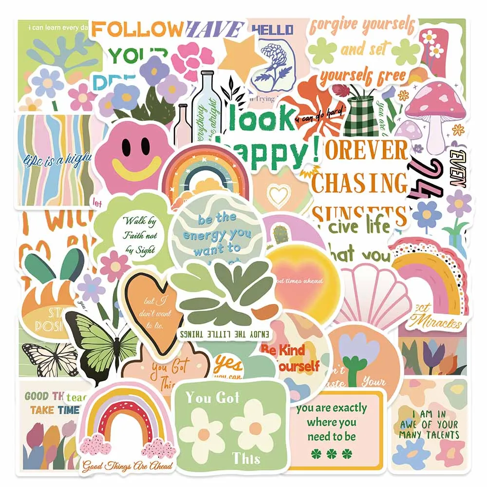 

50pcs Inspirational Girl Pink Stickers For Ipad Stationery Motivational Sticker Aesthetic Scrapbooking Material Craft Supplies