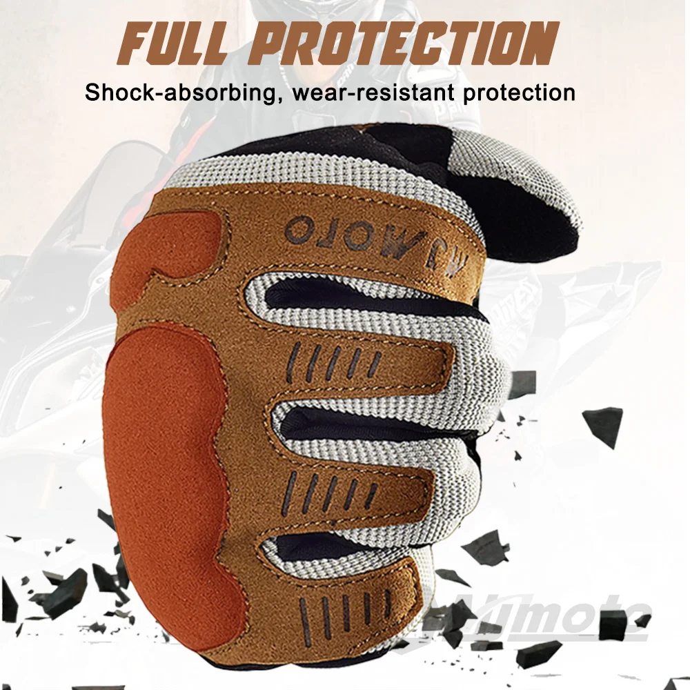 Breathable Black & Brown Summer Motorcycle Riding Gloves