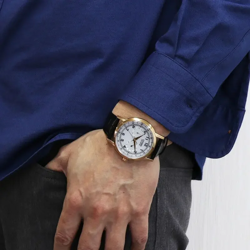 Citizen Men's Watch AO9003 Original Fashion Eco-driven Retro Casual Small Blue Needle Genuine Leather Automatic Time Watches Men