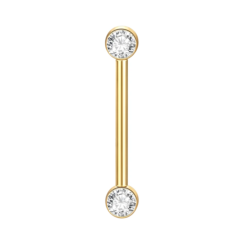 Titanium Internally Threaded Nipple Barbell with CZ Accents - Women's Body Jewelry