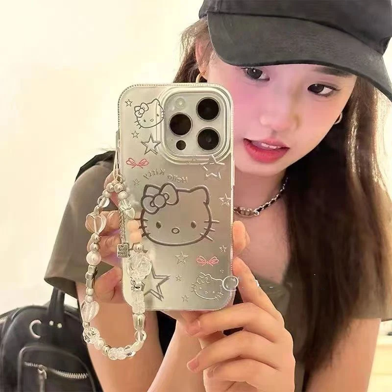 Custodia Per Telefono Sanios Hello Kitty Silver Per Iphone 14 13 12 11 Pro Max Custodia Per Telefono Cover Posteriore Protettiva Alla Moda Per Cartoni