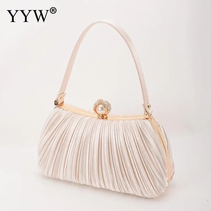 Luxury Black Pleat Evening Bag Handbags Banquet Clutch For Female Crossbody Chain Bags Formal Cocktail Party Handbag and Purse