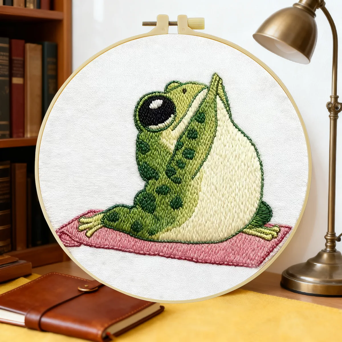 1 Stück 20X20CM/15X15CM 7,87/6,3 Zoll Frosch-Stickerei-Starter-Kit DIY-Kit DIY-Stickerei-Set Handarbeits-Set für Anfänger