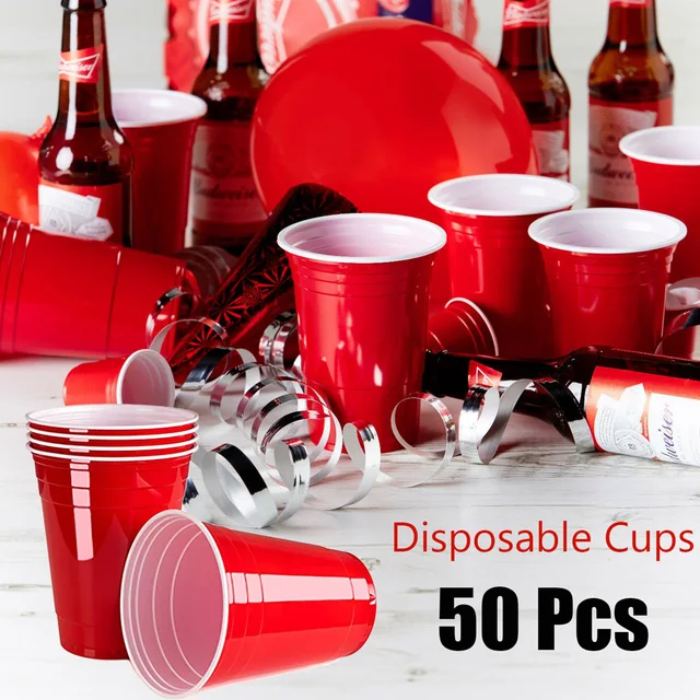 16-Ounce Plastic Party Cups in Red (25 Pack) Disposable Plastic Cups  Recyclable Red Cups with Fill Lines for Drinks,BBQ,Picnics - AliExpress