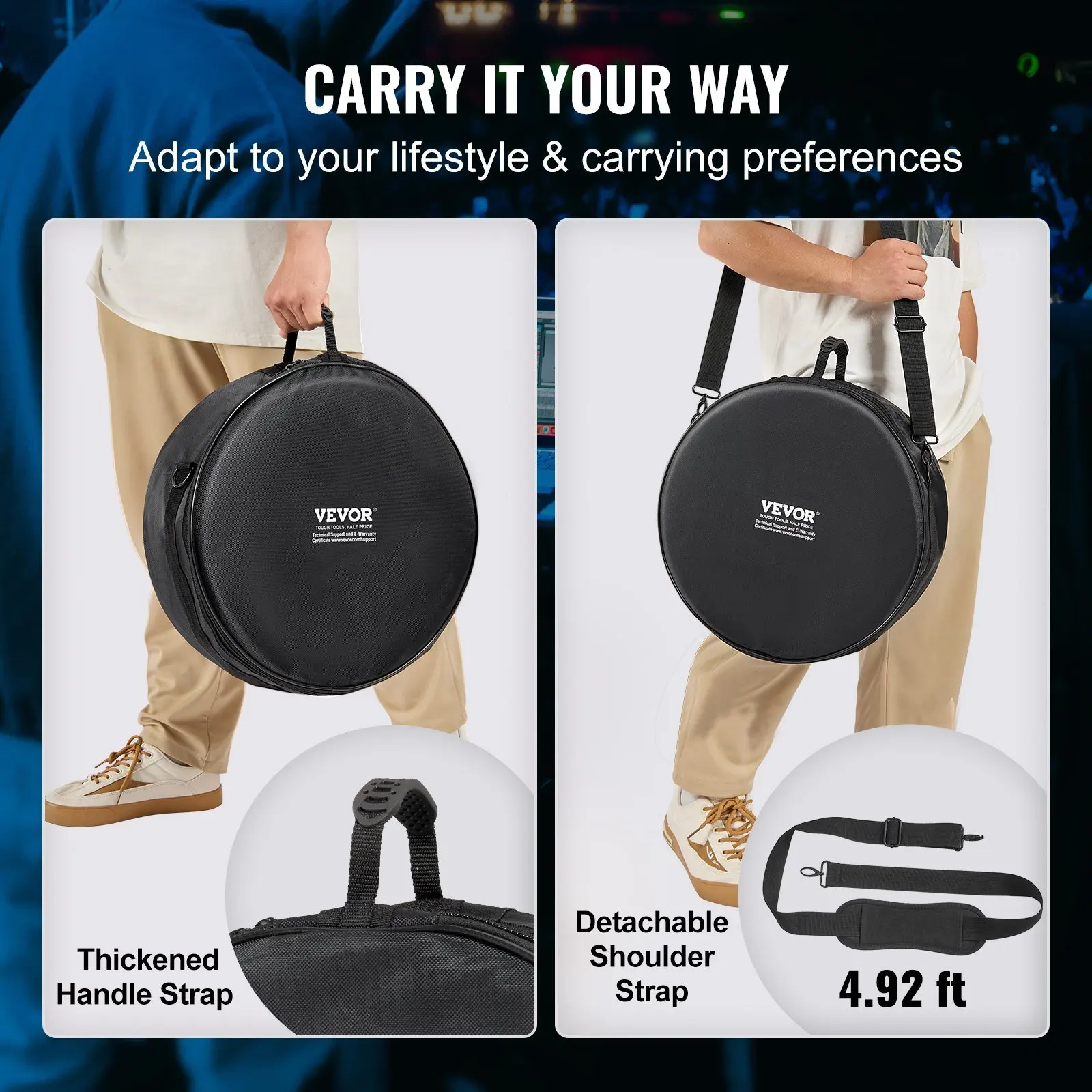 5-Piece Drum Bag Set, 1680D Oxford Fabric, Padded Drum Bags and Cases with 4.92 ft Detachable Shoulder Strap Carry Handles 4