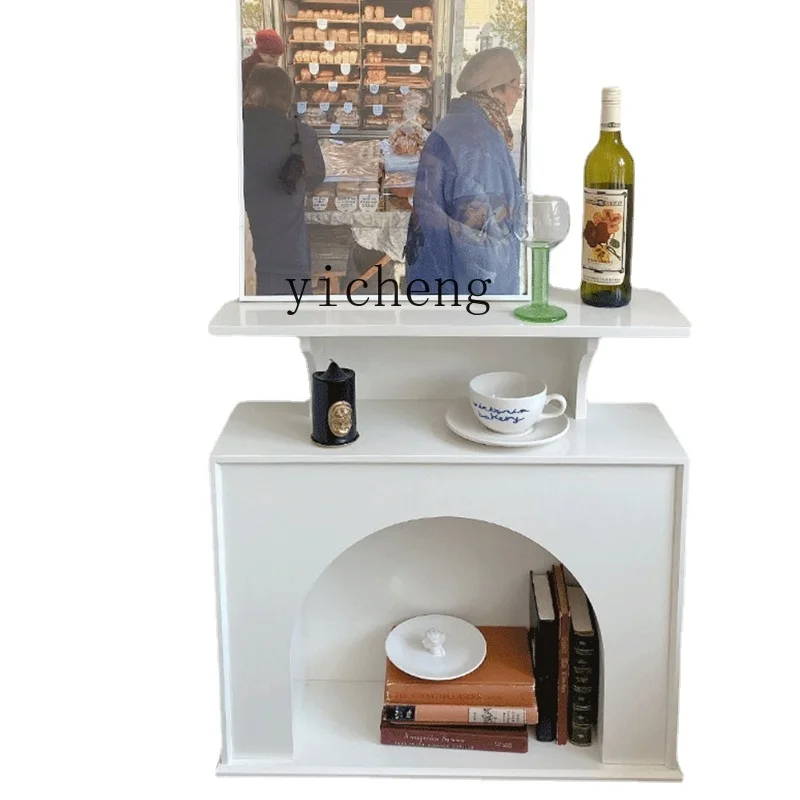 

ZC Simple Korean Style Fireplace Cream Color Entrance Cabinet Curio Cabinet Fireplace Cabinet Ins Curio Cabinet Wall Cabinet