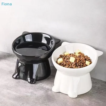 ✔ Ciotola Rialzata per Gatti con Orecchie a Forma di Gatto, Ciotola Inclinata in Plastica per Cibo e Acqua, Ciotola Anti-Vomito in Ceramica per Animali Domestici