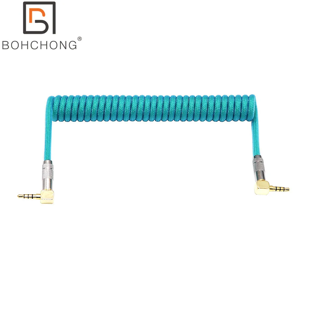 Trs Trrs para Trrs Bobina de Mola Enrolado Cabo para Teclado Dividido Rode Sc7 por Vídeo Videomic Micro-tipo Cabo de Cabo de Áudio de Microfones 3.5 mm