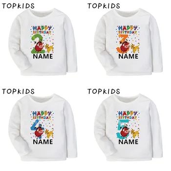 어린이용 생일 티셔츠, 라이온 킹, 귀여운 심바, 이름 맞춤, 소년 티셔츠, 여아 긴팔 옷, 1 2 3 4 5 6 7 8 9 10 세