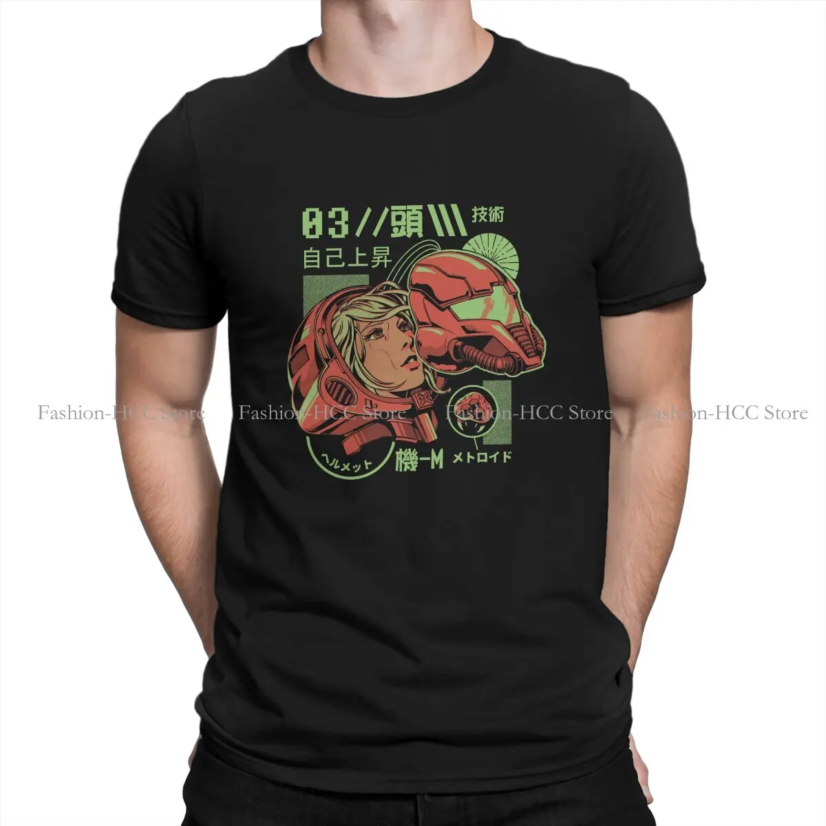 

Metroid Samus Aran Game Polyester TShirts Inside the Helmet Personalize Men's T Shirt New Trend Tops