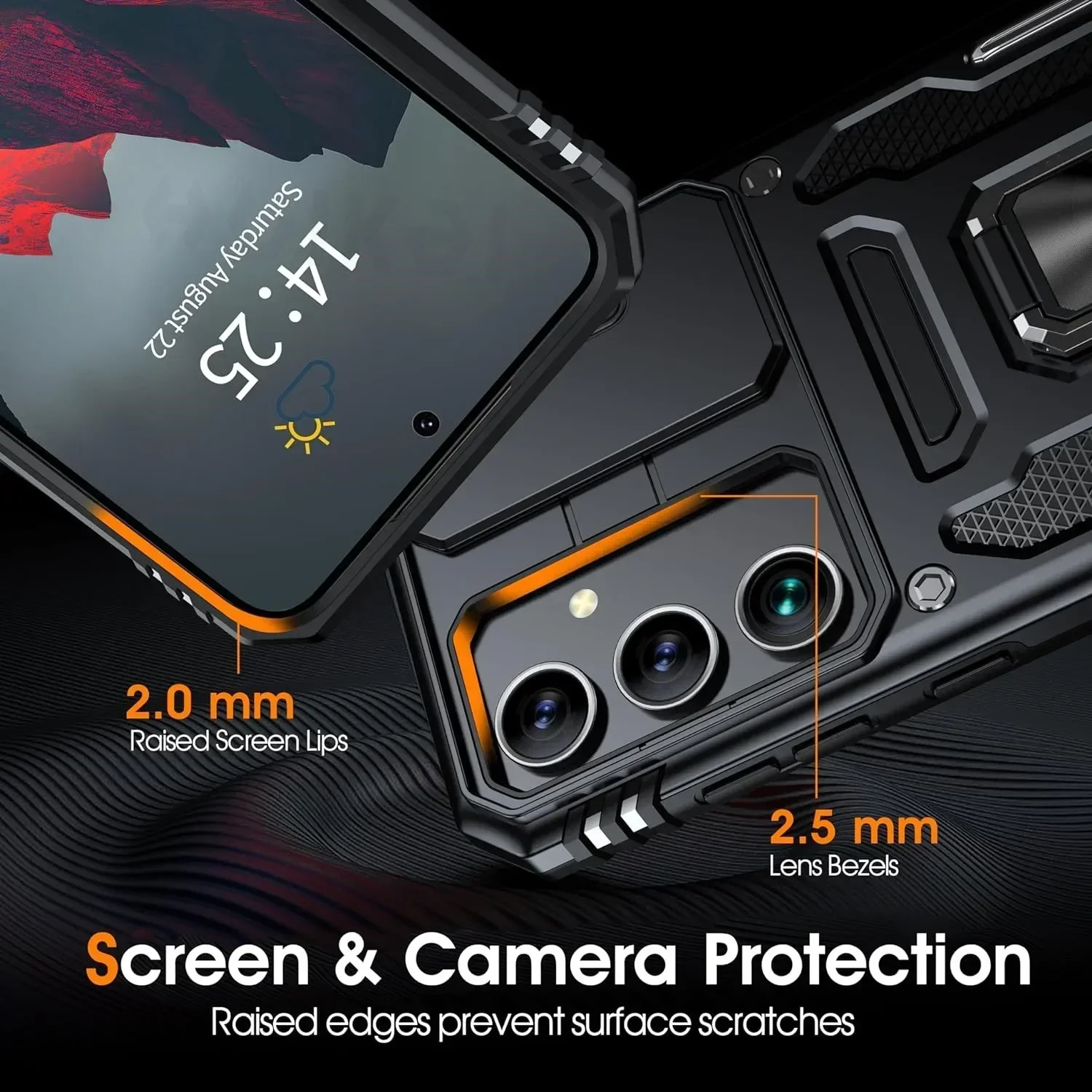 Premium Slide Camera Stand Armor Case with Kickstand and Antifall Protection