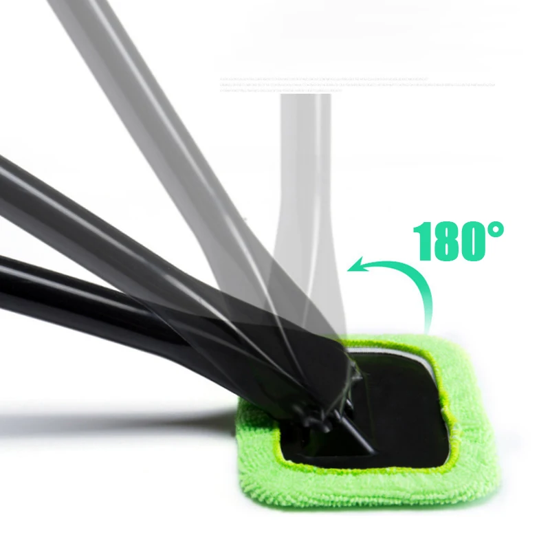 Set Di 6 Tergicristalli Per Pulizia Vetri Auto – Strumento In Microfibra Con Manico Estensibile 27-45 Cm – Testa Rotante 180° – Verde
