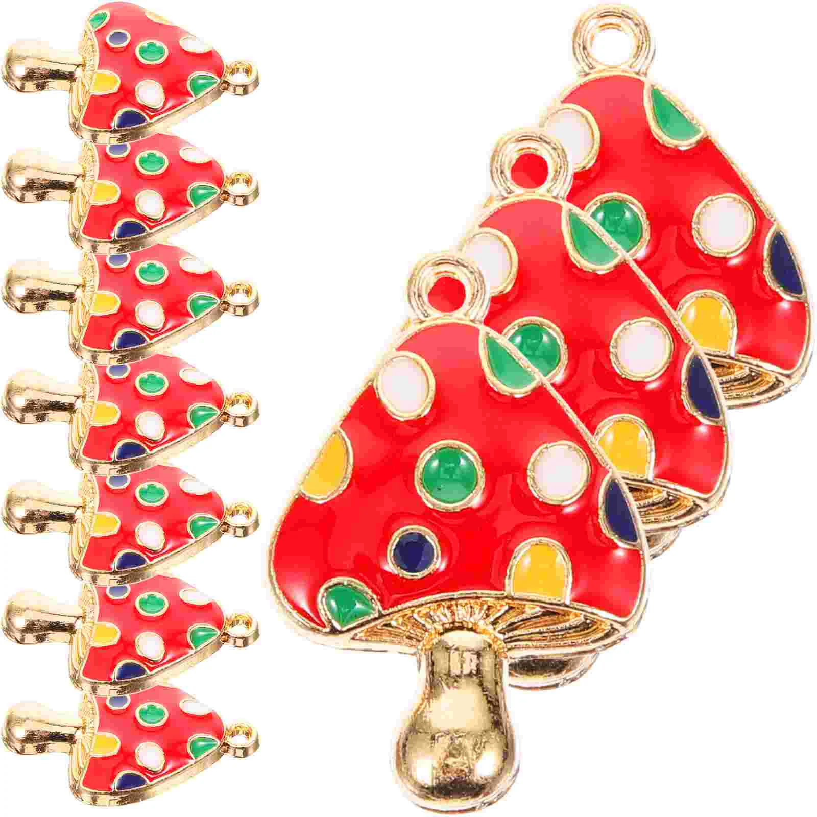 

10 Pcs Colorful Three-dimensional Mushroom Alloy Dripping Oil DIY Accessories Pendant (red) 10pcs Earrings Bracelet