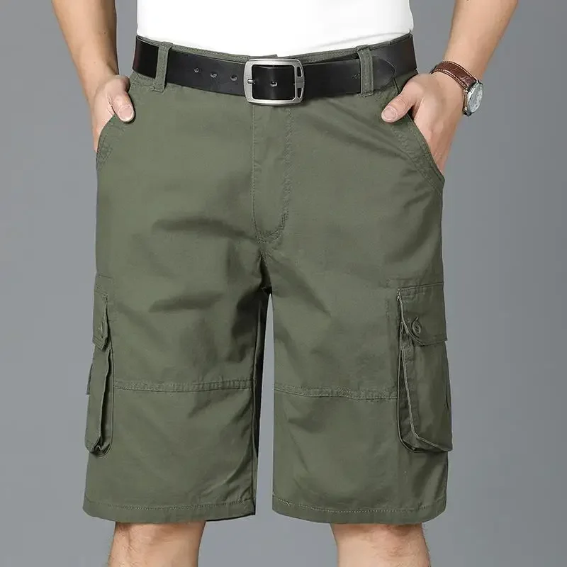 ZRGHAOYLQ Cargo Shorts For Men Big And Tall Mens Casual Cargo Pants Elastic Waist Stretch Drawstring Short Pants Outdoor Lightweight Hiking Work Shorts Summer Military Combat Shorts