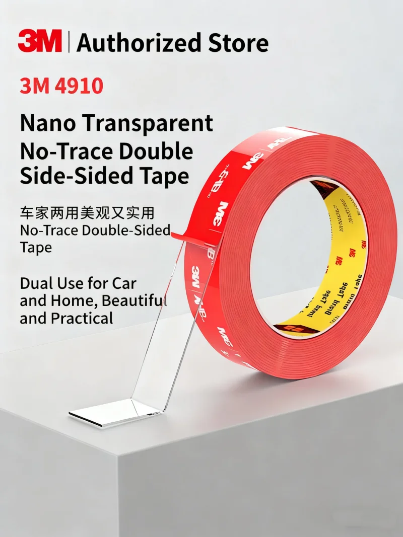 3M starkes, transparentes, doppelseitiges Klebeband, 3M 4910, wasserdichtes, hochviskoses, hochtemperaturbeständiges, spurloses Klebeband – Detail 1