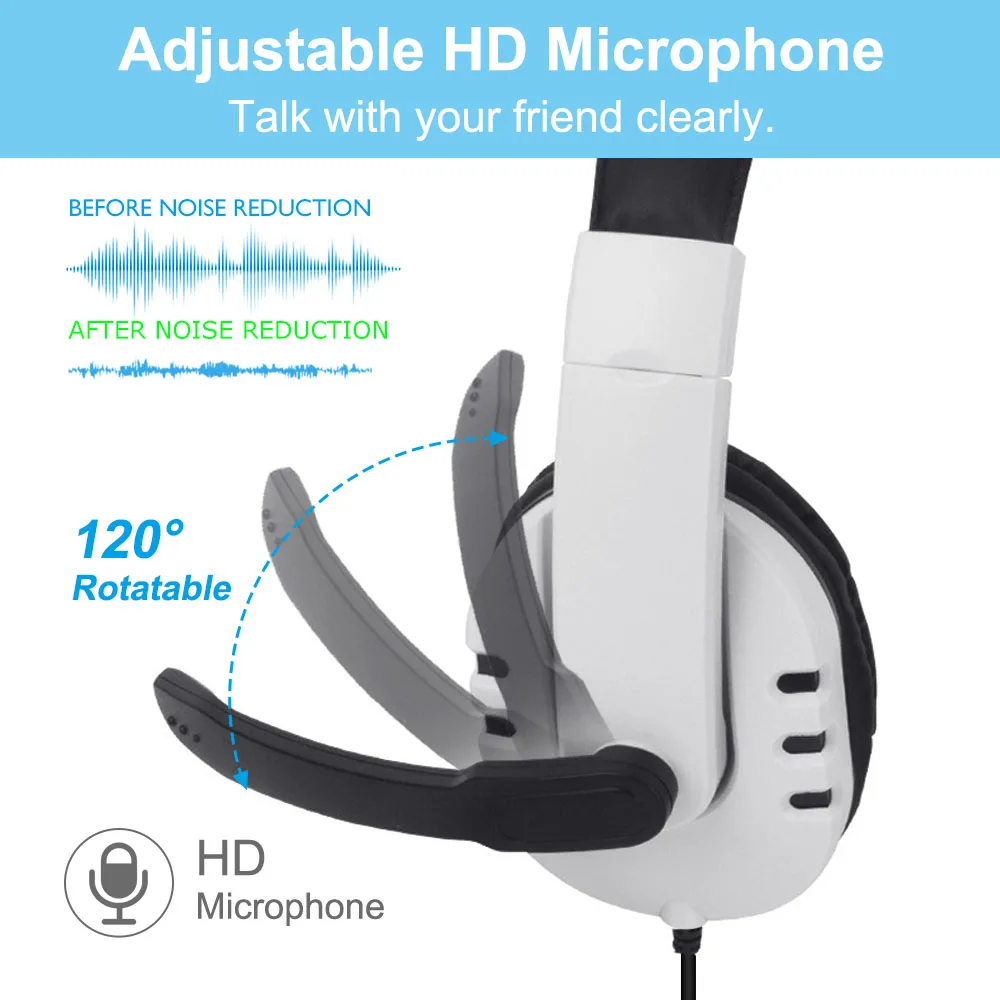 For PS4 PS5 Headset Gamer PC Laptop Stereo Bass Wired Gaming Headphones with Microphone For phone Tablet Kids Adults Boys Gift