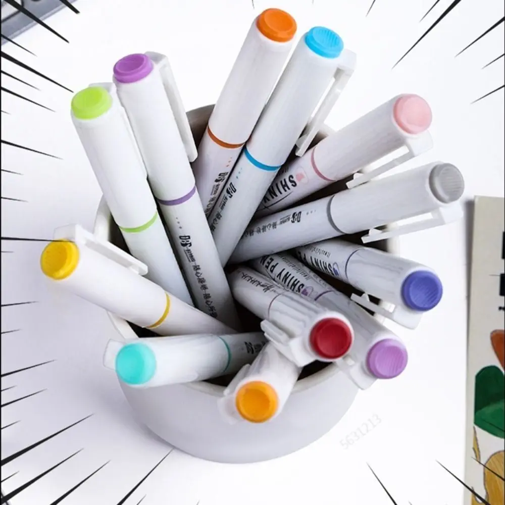 4PCS Glitter Highlighters Students Draw Doodle Pens Colorful Shiny Fluorescent Pen High Gloss Marking Pen School Office Supplies