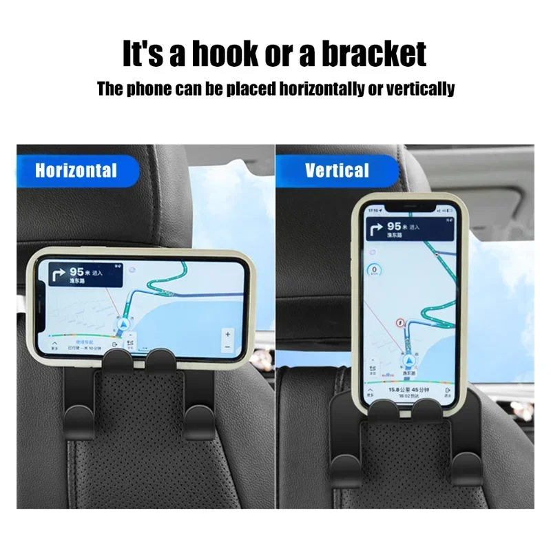 Multifunctional Car Seat Back Hook Double Head Phone Hanger Headrest Hanging Bag Storage 1/2pcs