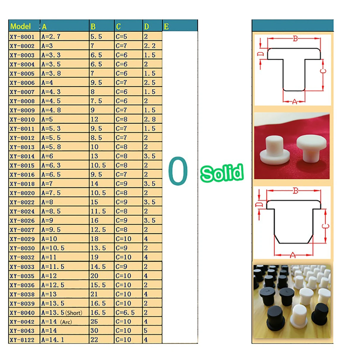 Solid Rubber Hole Caps 2mm-14mm High Temperature Resistance T Type Silicone Seal Hole Plugs Dust-proof Gasket Blanking End Caps