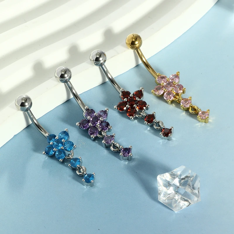 stainless steel dangle belly button piercings for women 14g navel piercing jewelry wholesales 50pcs mix color