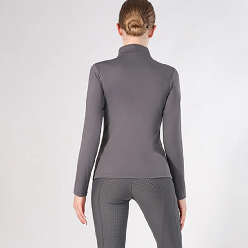 MXLLINA Western Zipper Horseback Riding Long Sleeve Baselayer Equestrian Tops Breathable Riding Shirts Equestrian Clothing 3