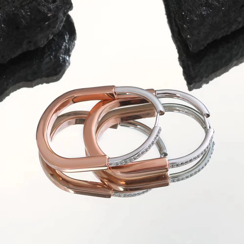 

New Arrival Women Fashion Jewelry High Quality S925 Sterling Silver U Shape Love Lock Earrings, Wedding Valentine's Day Gift 1:1