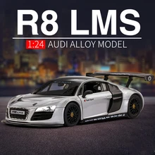 

1/24 AUDI R8 LMS Alloy Racing Car Model Diecasts Metal Toy Sports Car Model Simulation Sound and Light Collection Childrens Gift