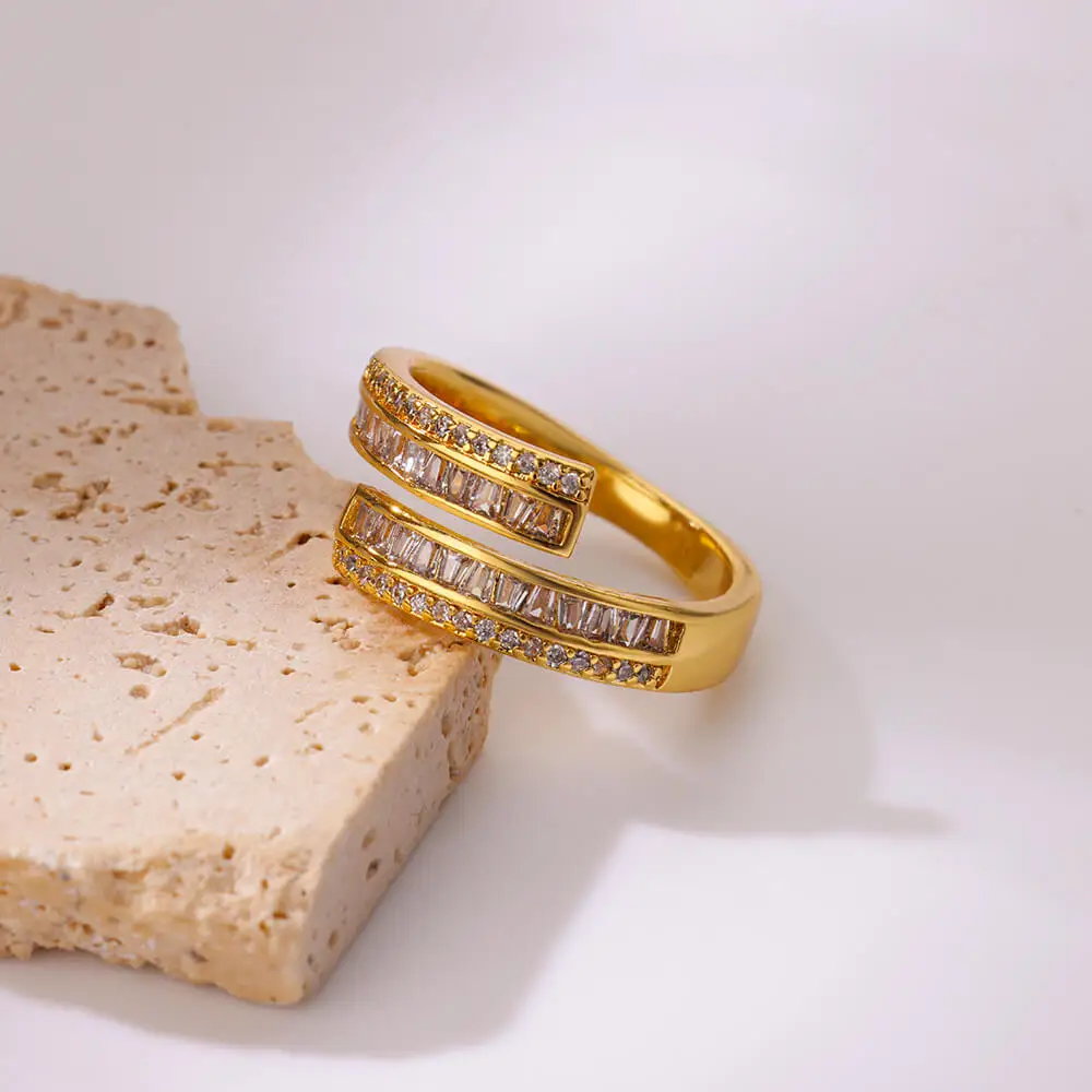 Zircon Irregular Heart Sun Rings For Women