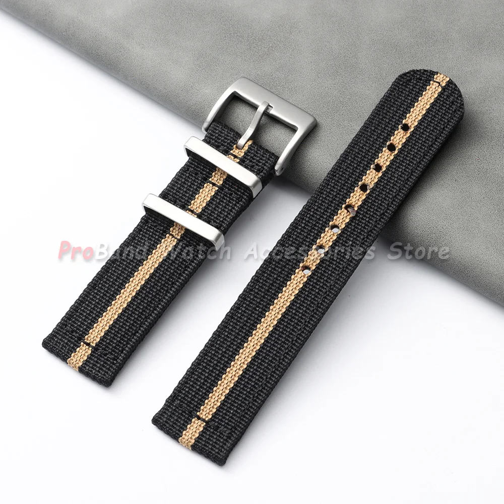 Rugged Canvas Watch Band - Two-Piece Ribbed Nylon Strap