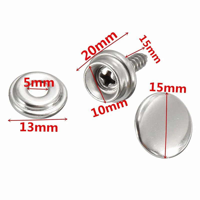 Snap Fastener Kit 30pcs Canvas Cap Screw Stainless For Tent Boat Marine Leather Jackets Handbags Boat Cover Button Fastener