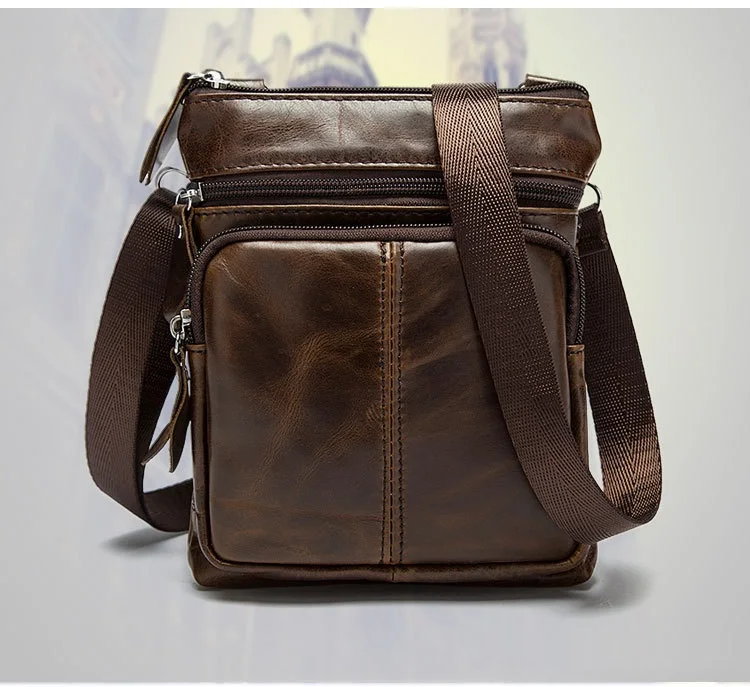 MJ Men`s Messenger Bags Genuine Leather Crossbody Bag Male Bags Small Real Leather Shoulder Handbag for Men (1)