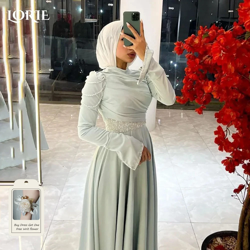 Lorie A-Line Crepe Evening Dress Long Sleeve 4