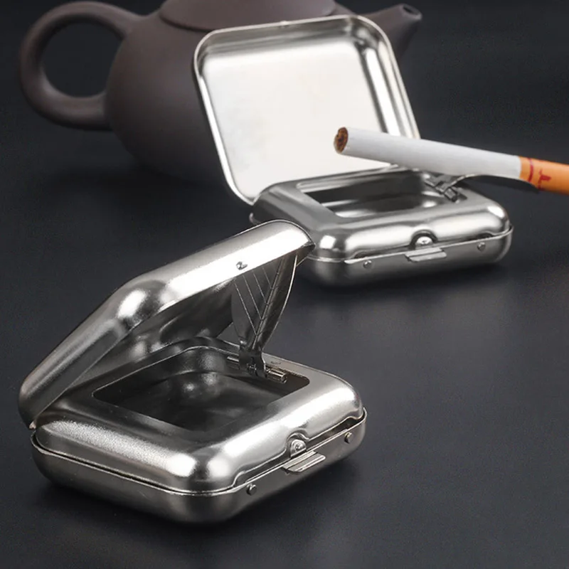 Mini posacenere in metallo posacenere portatile tasca esterna scatola  grigio fumo ceneri di sigaretta raccoglitore Organizer accessori per il  fumo del veicolo