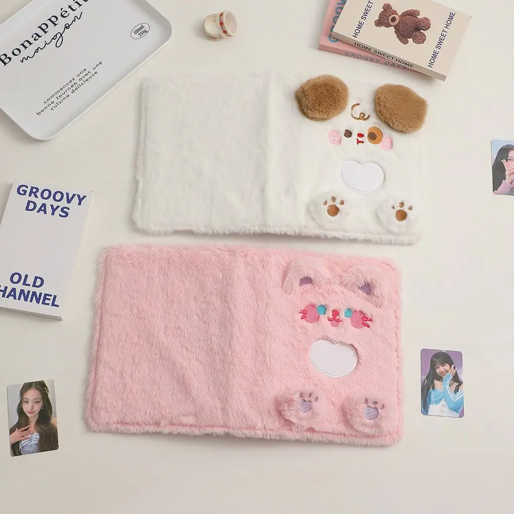 내부 페이지 리필 봉제 고양이 바인더 커버, 아이돌 포토 카드, 6 홀 푹신한 카드 앨범, 느슨한 잎 A5 노트북 앨범 커버 팬