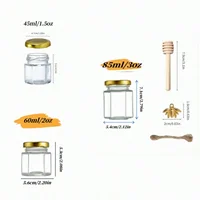 1.5/2/3 oz Hexagonal Mini Glass Honey Jar with Wooden Spoon, Bee Pendant and Jutes, Very Suitable for Party Gifts, Wedding Gifts and Party Gifts. 2