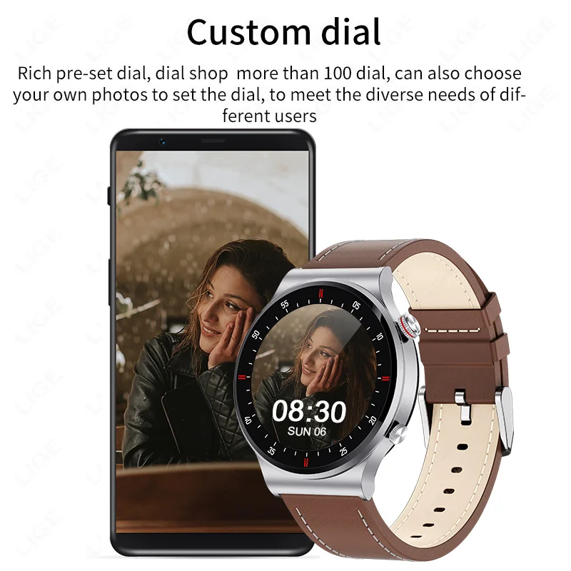 LIGE 2026 NFC Watch For Men Bluetooth Call Smart Watch Android iOS Blood Pressure Smartwatch Weather Full Touch Men's Wristwatch