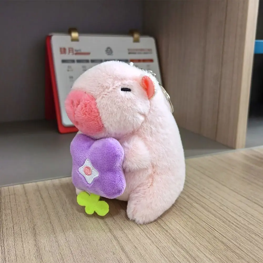 Rosa Plüsch Capybara Schlüssel bund Tasche Dekoration Cartoon Capybara Anhänger Kuscheltiere flauschige Tier puppe Zubehör – Detail 5