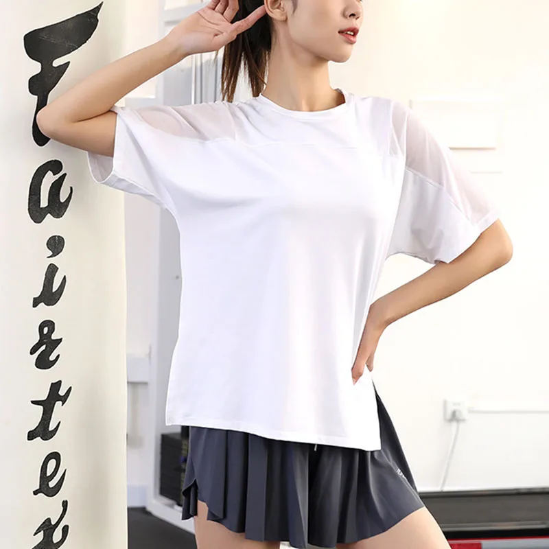 Description Picture 6 of itemWomen Yoga Top Solid Short Sleeve Sport T-Shirt Loose Fitness Yoga Top Gym Shirt Casual Running Top Training Shirt