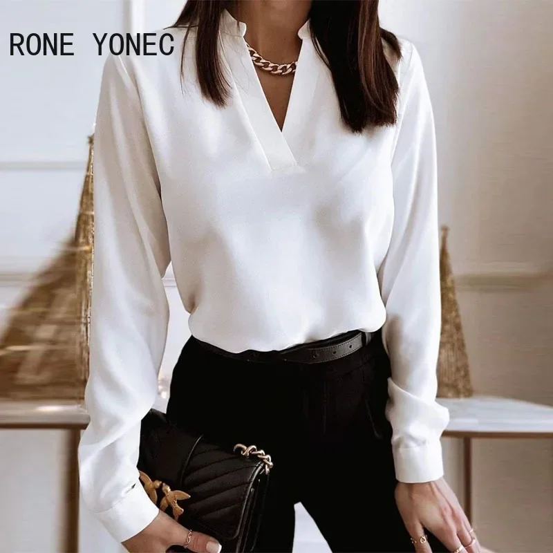 

Women Chic Solid Deep V Neck Long Sleeves Casual Blouse Tops