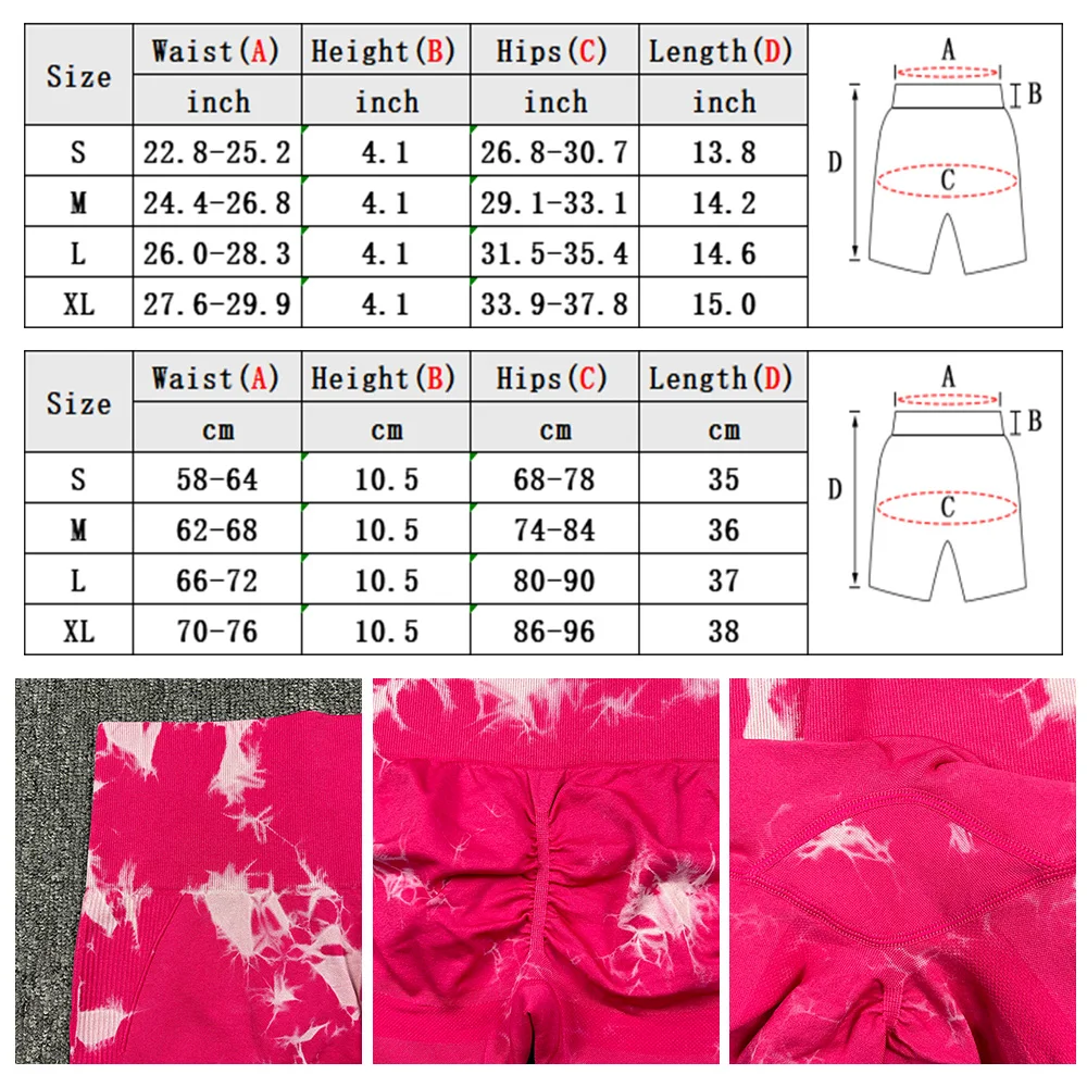 Seamless Tie Dye Bleach Butt Lift Sport Shorts For Women High Waist Summer Yoga Fitness Workout Cycling Biker Gym Shorts Mujer workout shorts yoga shorts sports shorts running shorts seamless shorts