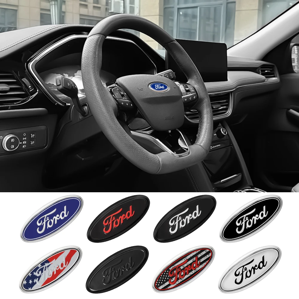 Car Steering Wheel Badge Sticker For Ford Mondeo Explorer Edge Focus Fiesta Kuga Transit Ecosport Escape Mustang Ranger
