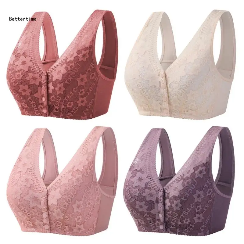 

B36D Front Button Bra Convenient Sleep Bra Comfortable Easy Close Sports Bras
