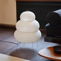Japanese Design Akari Noguchi Yong Table Lamp White Rice Paper Decorative Desk Lights for Bedroom Living/Dining Room Study Loft 1