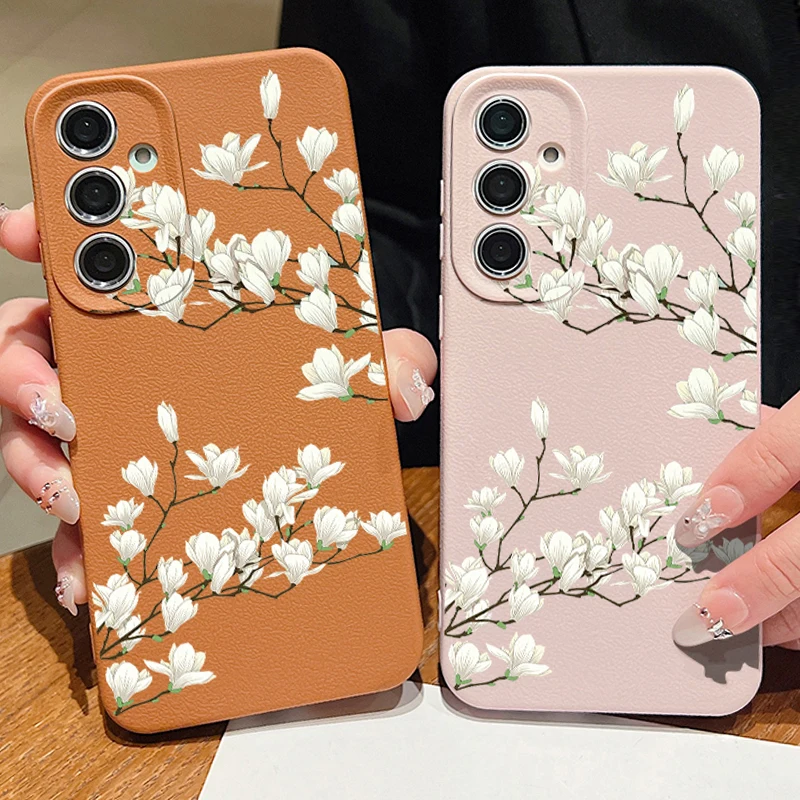 Floral Luxury Shockproof Leather Silicone Phone Case