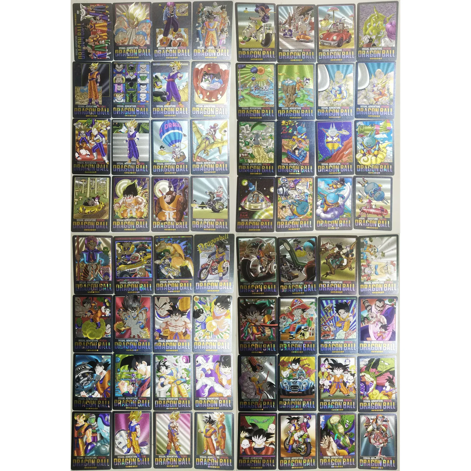 Dragon Ball Goku Gohan Bulma Vegeta Super Saiyan Texture Flash Cards 64 + 8Pcs/set Classic Anime Collection Cards Gift Toys